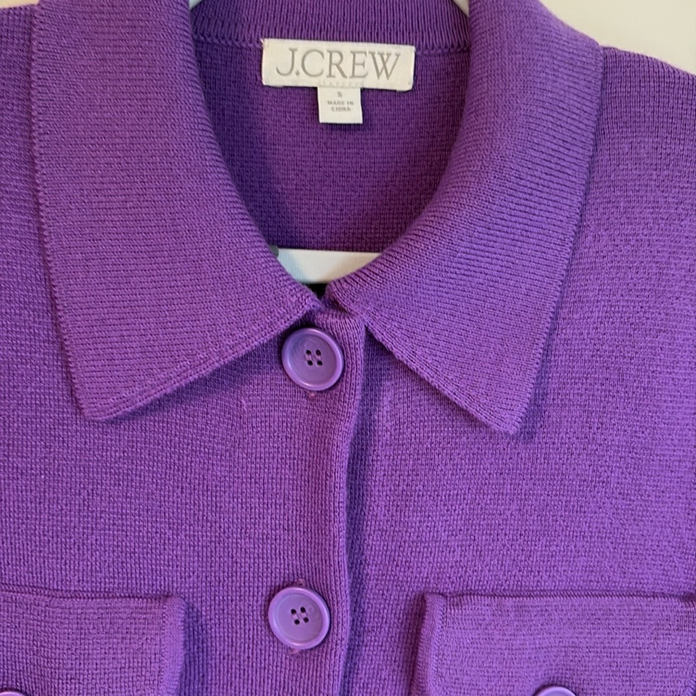 J. Crew Purple Button-Front Wool Jacket - Picture 2 of 5